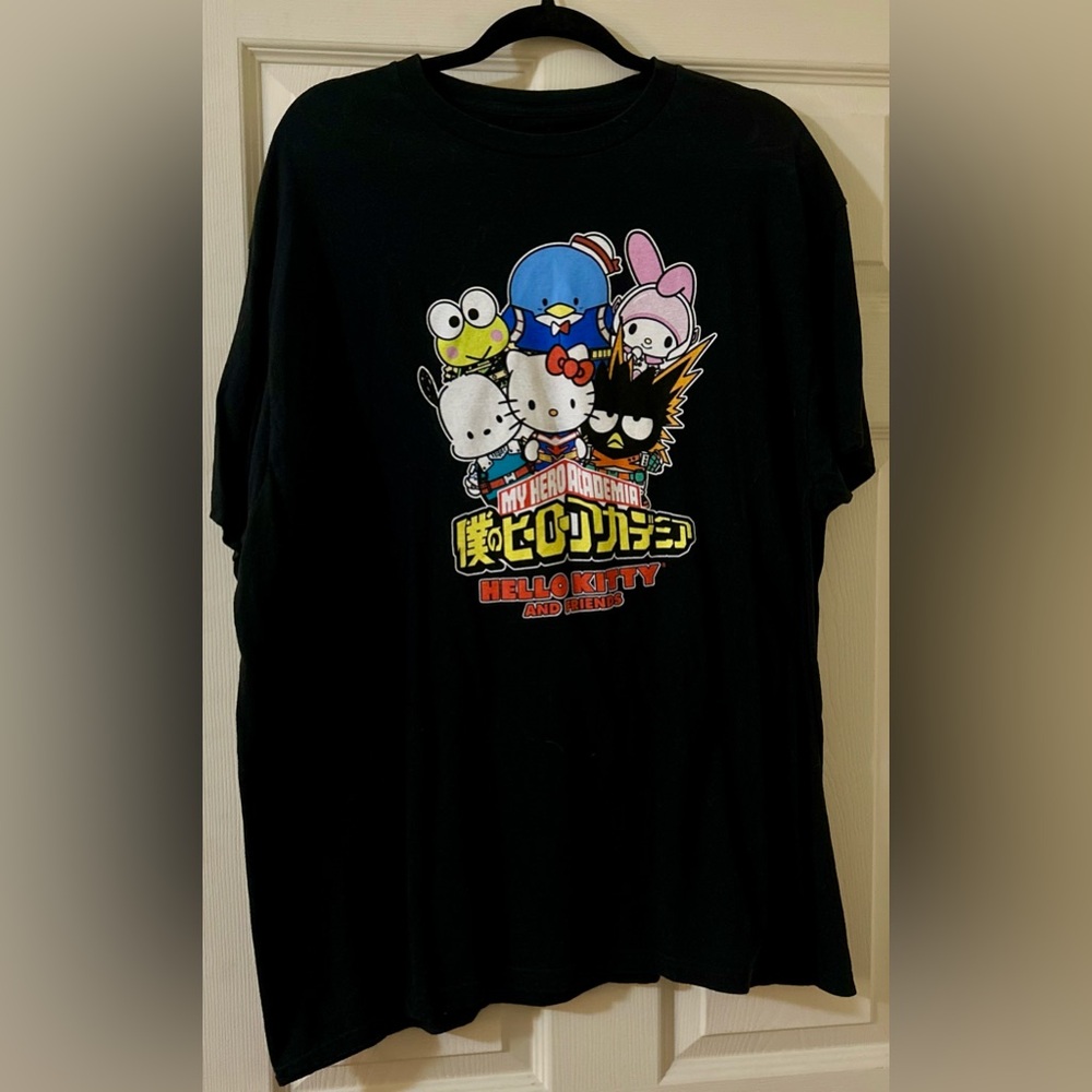 3/$15 EUC BLACK HELLO KITTY AND FRIENDS X MY HERO ACADEMIA GRAPHIC TEE ANIME